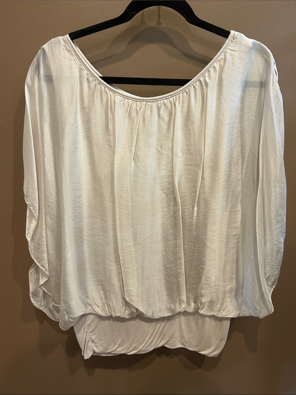 Women’s White Blouson Sleeve Top - Soft Gathered Silhouette